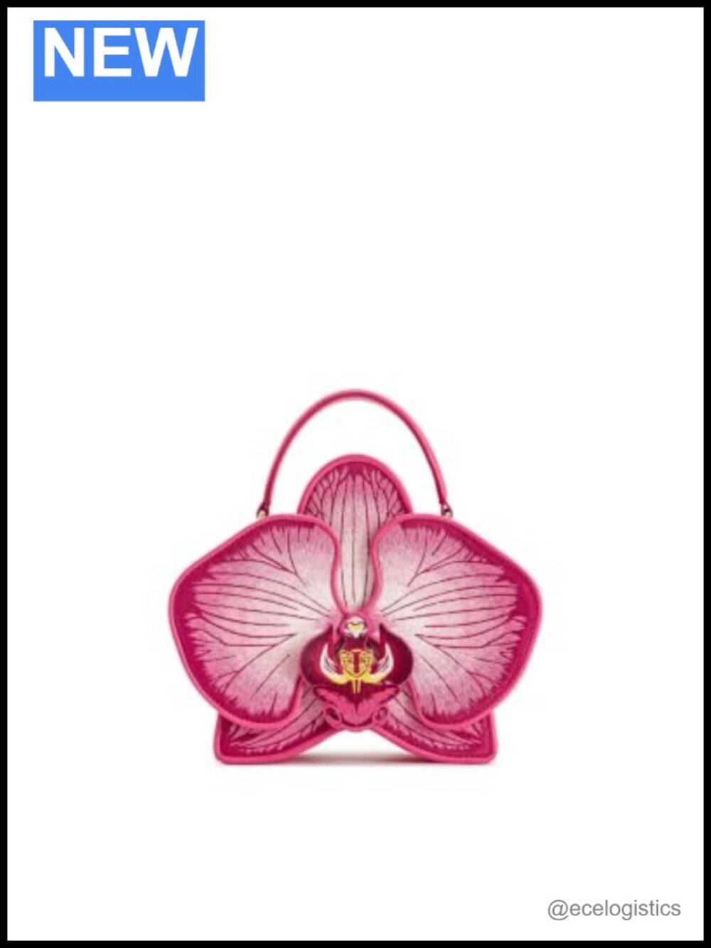 Vegan Leather Flora Orchid Shaped Top Handle Bag with Detachable Crossbody Strap